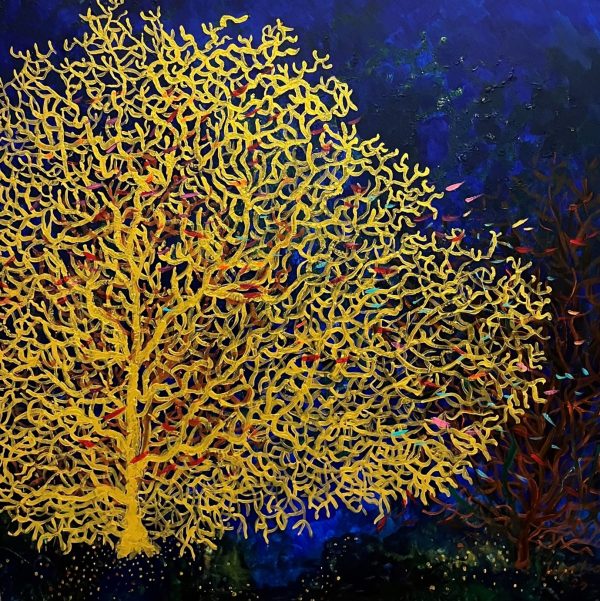 Gold Coral, 2023, Acrylic on canvas, 90cm x 90cm