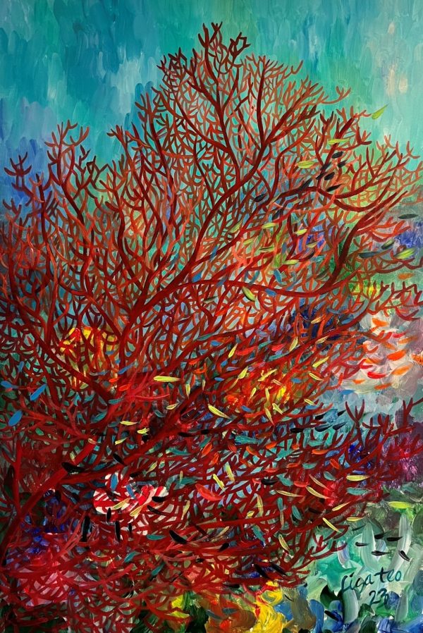 Red Coral I, 2023, Acrylic on canvas, 90cm x 60cm