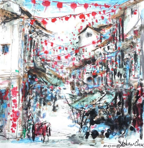 Painting of Spring Time in Chinatown by Anthony Chua